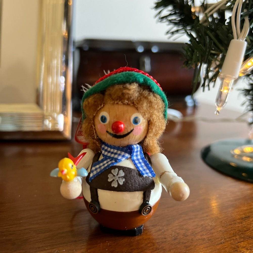 Vintage Steinbach Traditional German outfit ornament with yellow bird